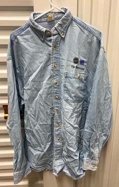 Union Line Flint Metal Center UAW GM Light Wash Denim Button Down Shirt